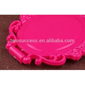 Fashion Classic Foldable Round Shape Pink Black Red 3 Color Makeup Table Mirrors