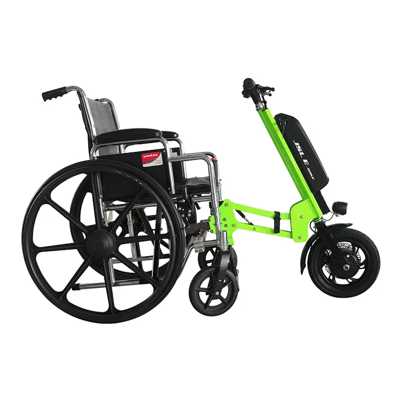 (JSL028B) Low price 12 inch 36v 250w motor lithium battery attachable one wheel handcycle wheelchair tractor trailer