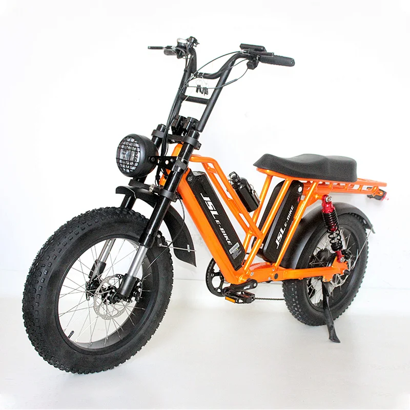 (JSL039FA)New Arrival 20 inch 48v 500w full suspension dual battery fat tire electric bike snow ebike beach cruiser