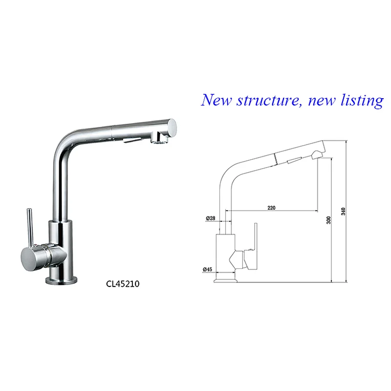 Zinc Body Pull Out Kitchen Water Faucet
