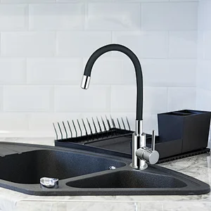 2020 Hot sale silicone hose flexible sink kitchen faucets black