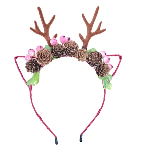Wholesale Petti Flower Christmas Antlers Pinecone Baby girl headbands