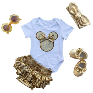 Newborn gold baby girl summer outfit sets infant onesie tutu dress baby romper set for girls