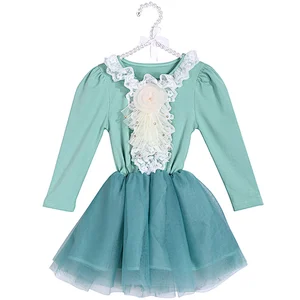 New design cute long sleeve spring infant dresses for baby girls