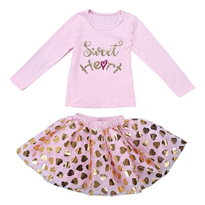 Newest Design for 2019 Valentine's Day Kids Girls Tutu Skirt with T-shirt Top for 2-8 Years Old Girls
