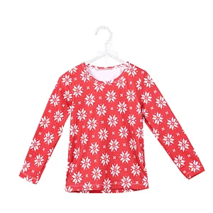 2018 Fall Fancy Snow Flake Print Kids Girls Red T Shirt