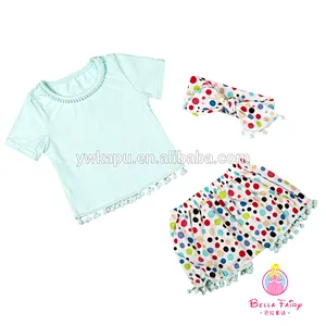 New arrival baby summer outfits girls cute pompom patterns clothes kids lovely short sleeve outfit set