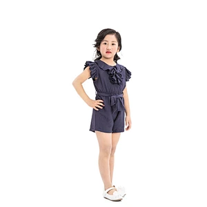 Lovely Baby  Girl Clothes Short Sleeve Rayon Navy Blue Baby Set
