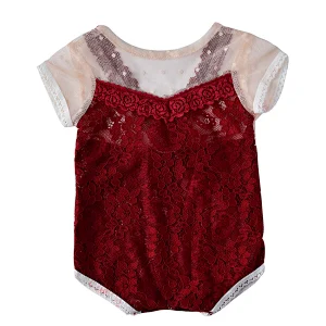 Newborn Flower Lace Romper Infant Baby Girl Ruffled  Short Sleeveless Jumpsuit  clothes