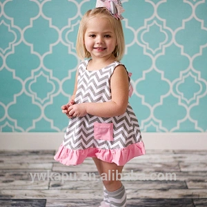 Beautiful baby clothes chevron printed cotton dress for girls