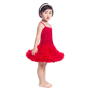 Baby Romantic Red Rosettes White Lace Bodysuit Pettidress Party Dress