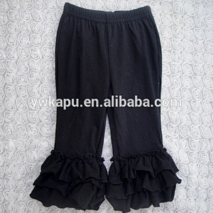 Autumn season popular girl pant high quality baby trousers 100% cotton icing ruffle leggings