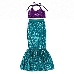 2018 Latest Design Baby Girls Swimwear Bikini Set Sequin Clothing Wholesale Mermaid Outfit