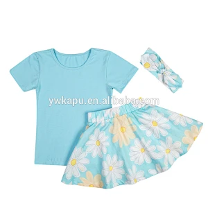 Best selling latest design baby girls clothes sets summer t-shirt and skirt outfit