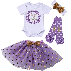 2019 My First Easter Toddler Girl Easter Outfit 4pcs baby clothing set