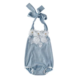 Hot selling  solid seersucker sleeveless infant romper baby girl clothes