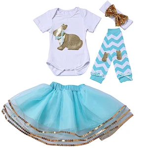 Hot sale Baby Infant Clothes Easter Baby Girls Outfit Rabbit Print Bodysuit