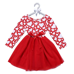 2019 Newest Spring Dress for Kids Girls Plus Size Long Sleeve Tulle Dress