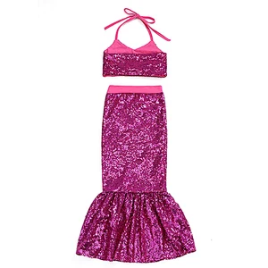 Fourth of july Wholesale clothing Children's Boutique  girl sequin mermaid playsuit dress wear for party