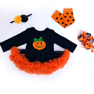 Halloween Clothing 3pcs Toddler Baby Little Girls Long Sleeve Cartoon Ghost Pumpkin Skirt Sets