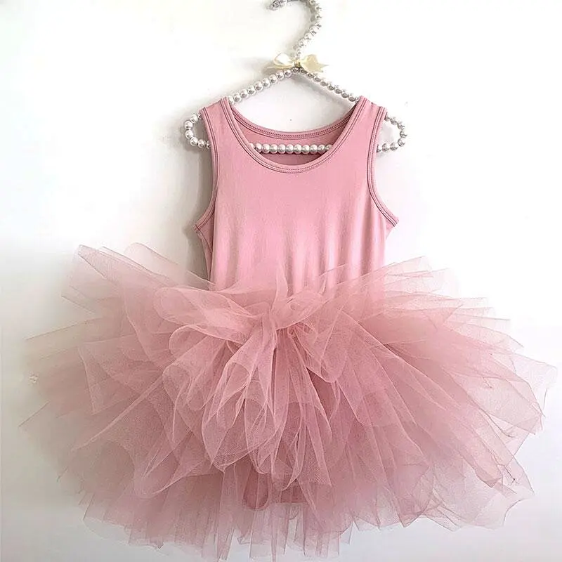 3-10years kids ballet tulle children dust pink dance tutu girl dress