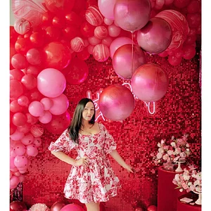 Red Active Photo Party Event Marketing Conference Photobooth Metallic Spangle Siequin Decor Sequin Panel Shimmer Wall Backdrop