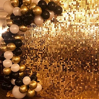Decorative Panel Wedding Background Shiny Event Supplies Stunning Gold Mirror Sequin Shimmer Wall Birthday Decoration Backdrop