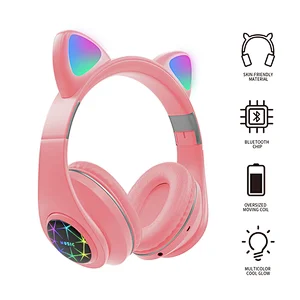 Bests mobile phone accessories foldable earphone children cute cat ear wireless tws gaming headset headphone