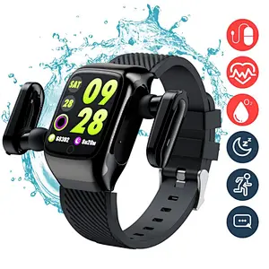 Men Women Waterproof Sports 2 in 1 Earphones Smart Watch Heart Rate Monitor Sport Bracelet