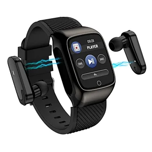 Men Women Waterproof Sports 2 in 1 Earphones Smart Watch Heart Rate Monitor Sport Bracelet