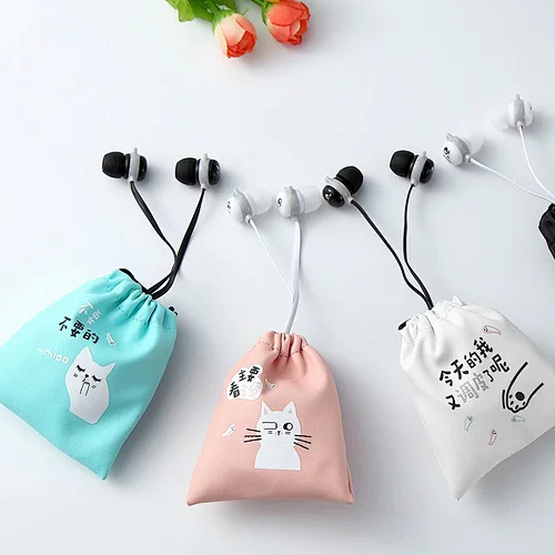 Kids Gift Cartoon Cute cat Earphones 3.5mm In-ear Music Universal Earbuds Mic With Cat Storage Box For Xiaomi