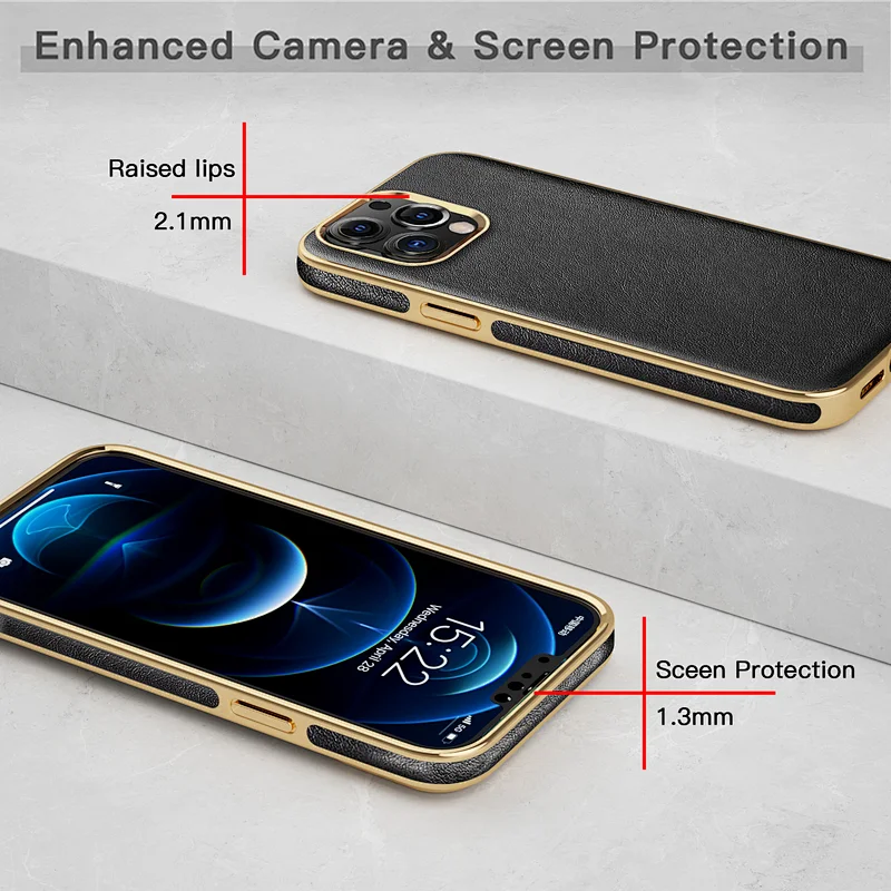 Flexible Bumper Shockproof Full Body Protective Cover Soft Non-Slip Grip Premium Leather Slim Luxury Phone Case For iPhone 13