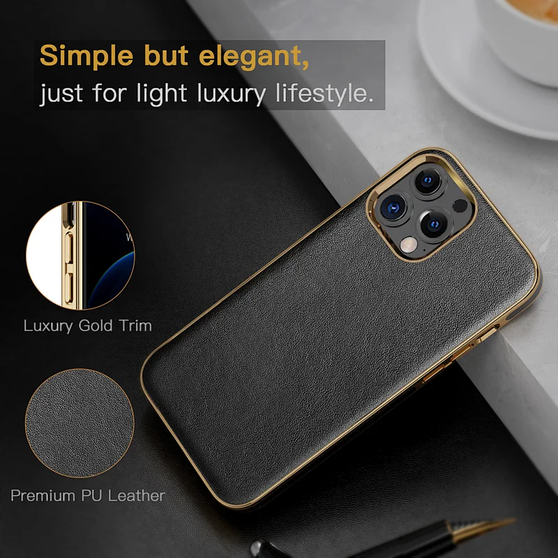 Flexible Bumper Shockproof Full Body Protective Cover Soft Non-Slip Grip Premium Leather Slim Luxury Phone Case For iPhone 13