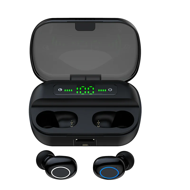 Bodio Earbuds Headphone Earphone Sport Mobile Phone Waterproof LCD Display Travel Transparency Cover Tws with Charging case