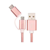 Factory Price Customized Nylon Braiding USB 2 In 1 Cable Charger USB A to Type c Micro Lighting Port Fast Charging Data Cable