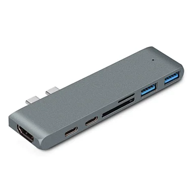New Arrival USB C Hub Compatible 4K HDTV TF/SD Reader PD Adapter 7 in 1 USB3.0 Type C Hub Docking Station for Macbook