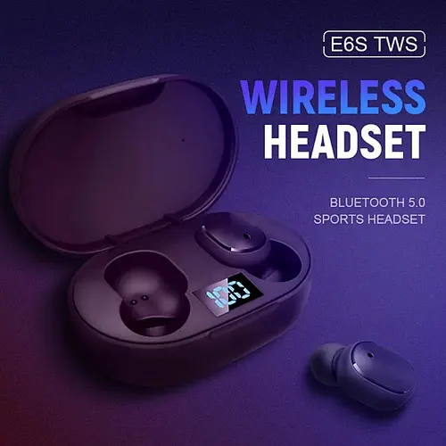 Bodio Hot Model E6S Cheap Price Tws Wireless 5.0 Earphones 6D Stereo Led Display Headsets Digital Display For Xiaomi