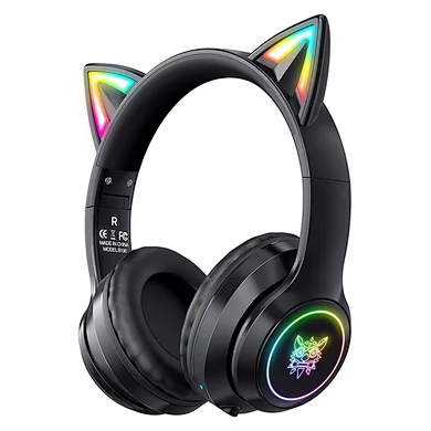 2022 Hot Kids Music Headset With MIc Flashing Light Cat Ear Wireless Wired Multifunction Headphone With TF Card For Girls Women