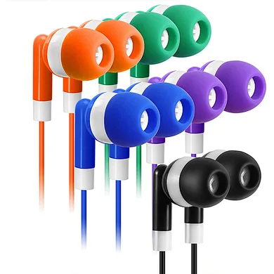Wholesale Wired Earbuds Headphones HD Stereo Multi Color Earphones For Kids Toddlers Teen Study At School