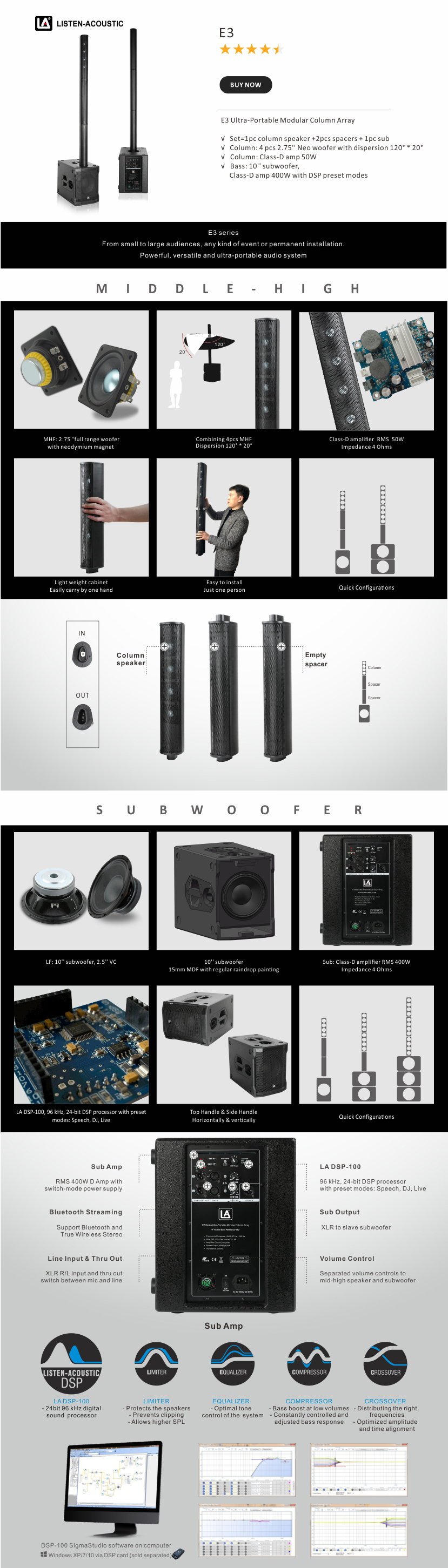 Column Speakers, Powered speakers, DJ speakers, portable Bluetooth speakers