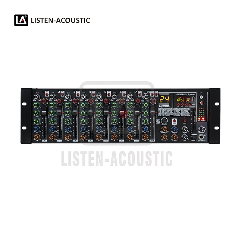 Mixer, Audio Mixer, sound mixer, amplifiers, 1U Mixer, 4 CHS Mixer, Speaker Mixer, 9CH 2U Wireless Rackmount Mixer with Bluetooth