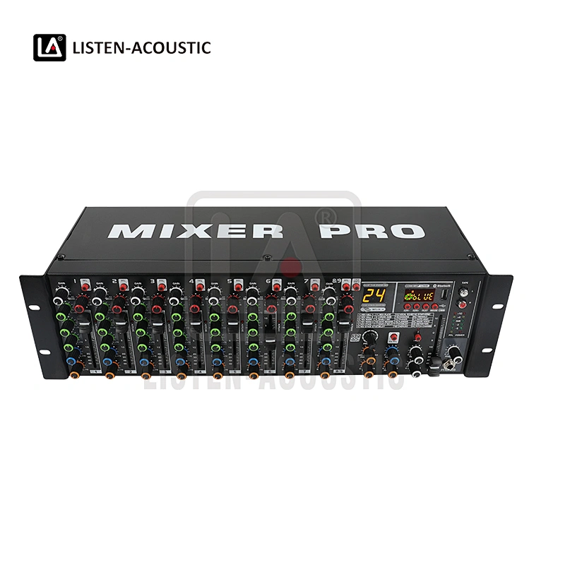 Mixer, Audio Mixer, sound mixer, amplifiers, 1U Mixer, 4 CHS Mixer, Speaker Mixer, 9CH 2U Wireless Rackmount Mixer with Bluetooth