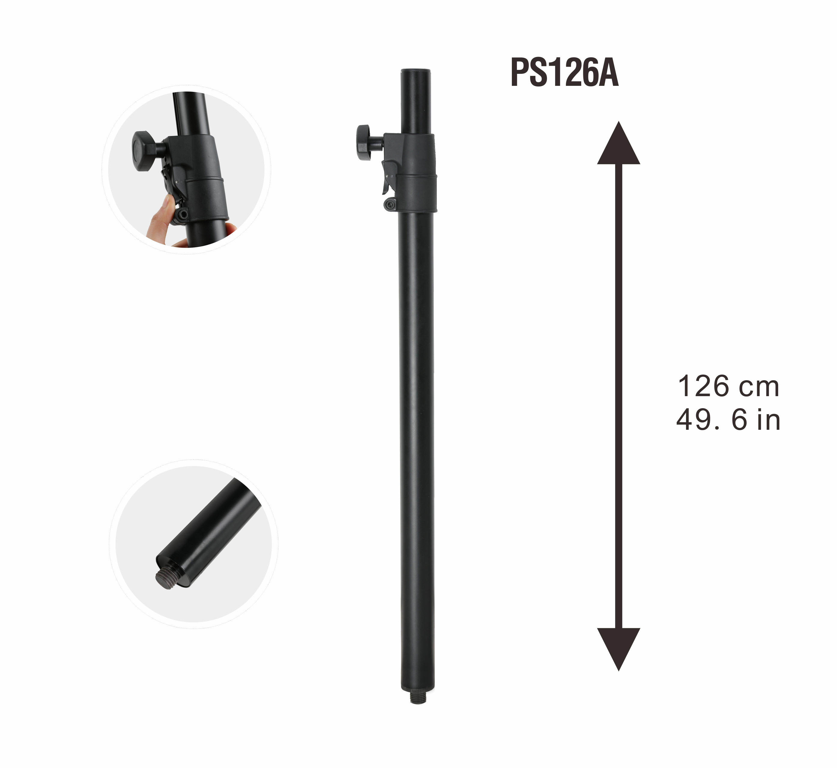 speakers stands, speaker stand tripod, pa speaker stands, Adjustable Stand Pole, Accessories, Speaker Stands, distance pole 127cm spread length ps 127 adjustable stand pole