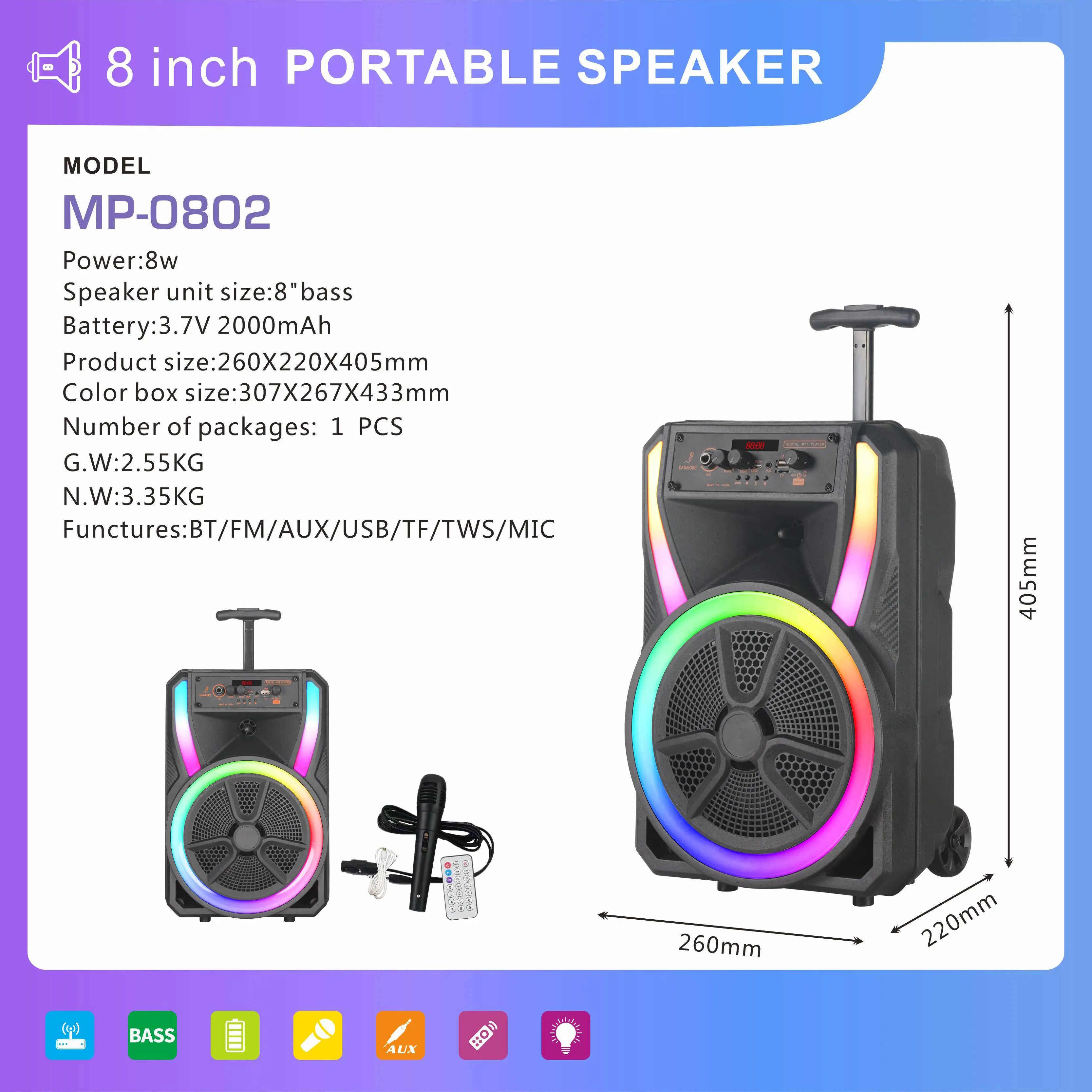 karaoke speaker,party bluetooth speaker,party speaker with lights
