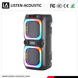 LA Dual 8 inch Woofer Box Portable Speakers Karaoke Player Speaker