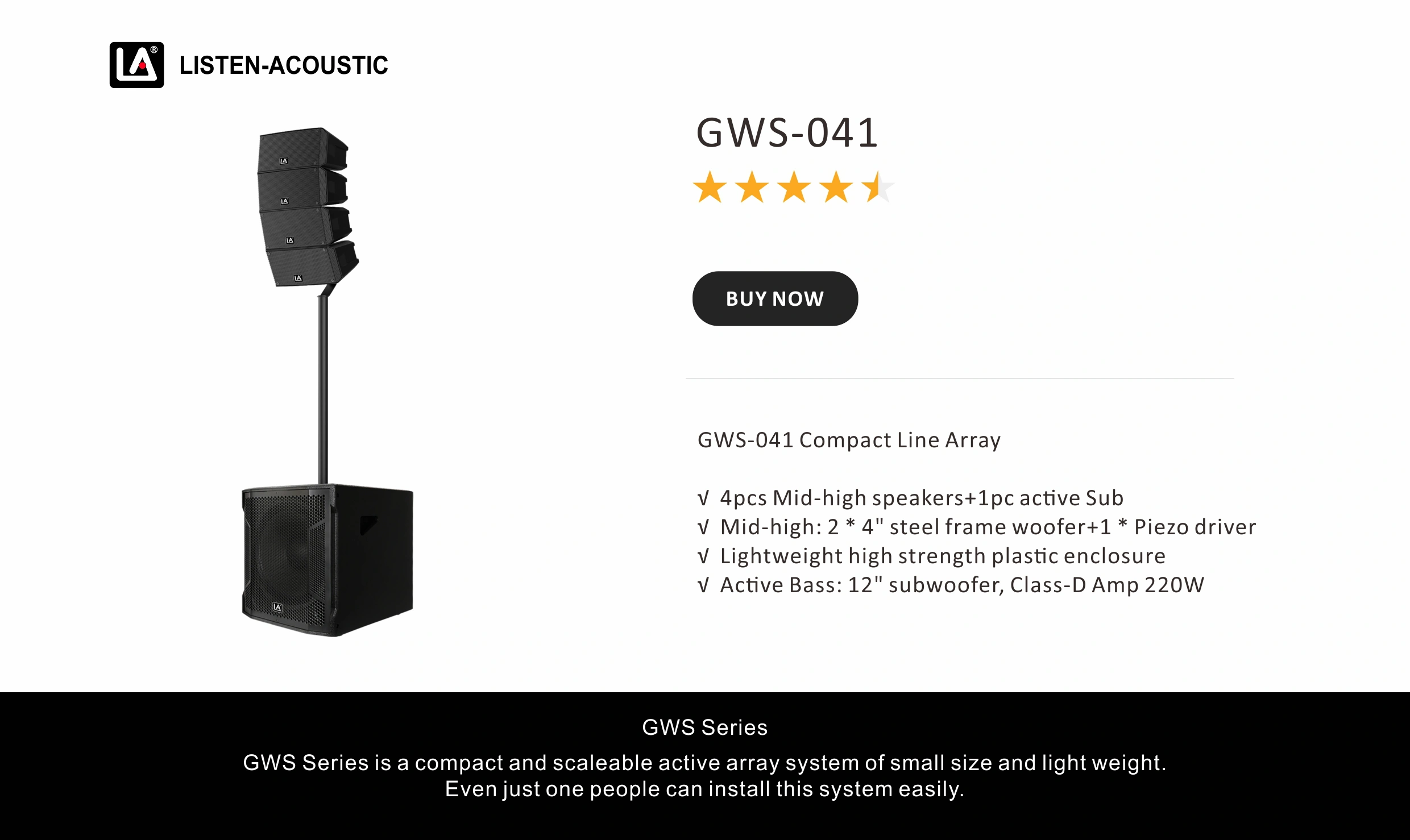 Compact Line Array Systems, compact line array system, array compact, ultra compact, array line, Line Array GWS Series, Mini Line Array GWS-041