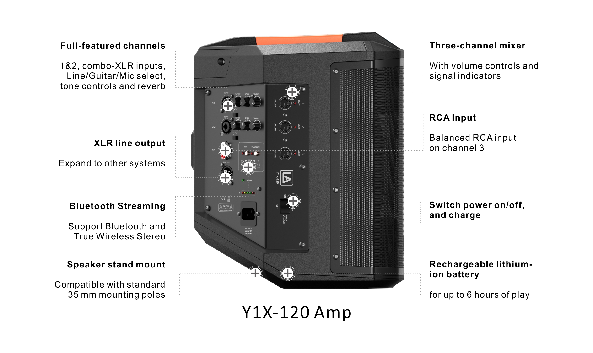 compact pa system, Portable Bluetooth Speaker Y1X Series, small bluetooth speaker, bluetooth speakers portable wireless, Portable Sound Speakers, Y1X-120