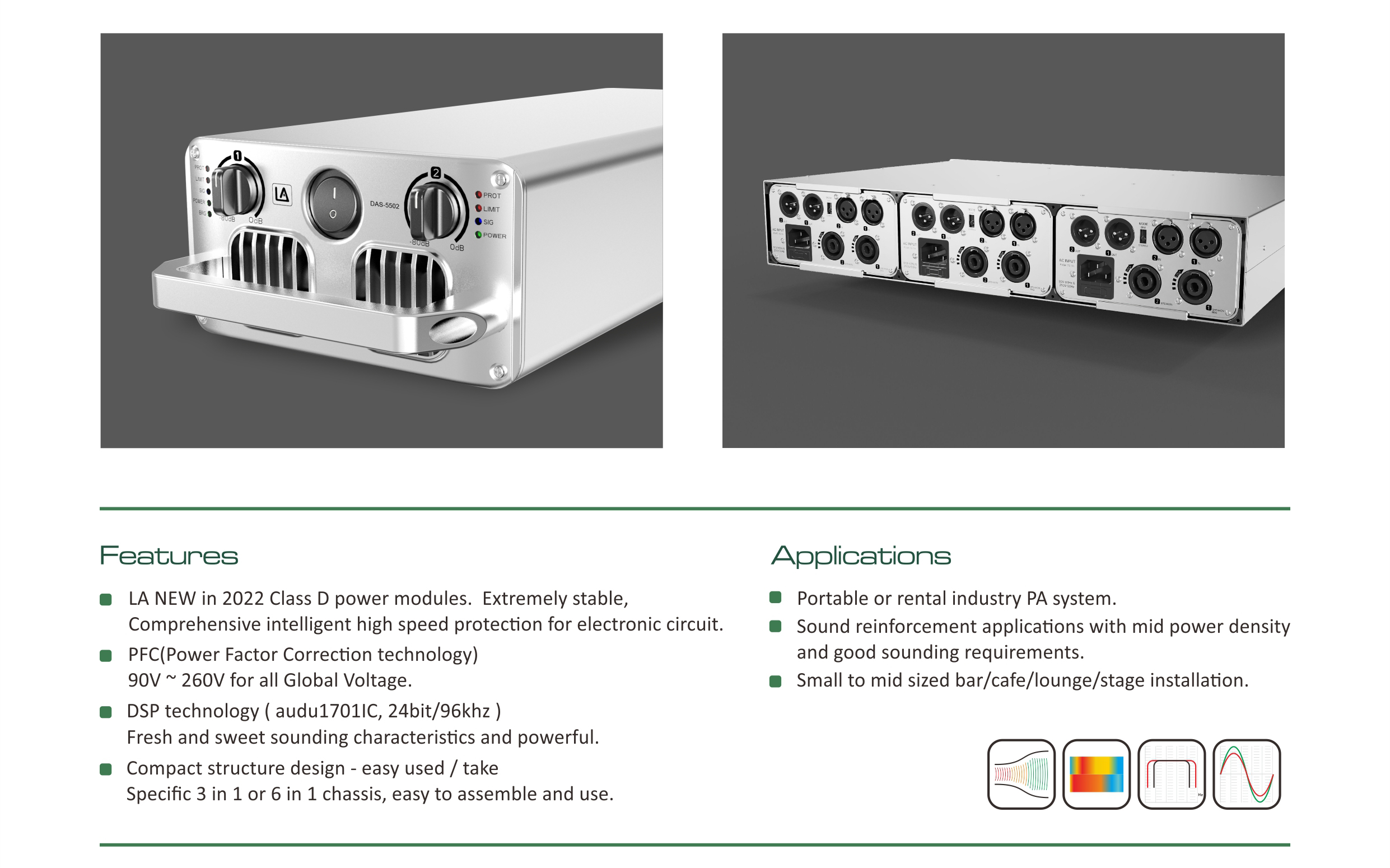 Subwoofer Amp, Class-D Amplifier, DAS Series class d amplifier with dsp, amplifier speaker class d,1U Rack Amplifier, Class D Power Amp DAS Series, Wardrobe Amplifier, Portable Amplifire
