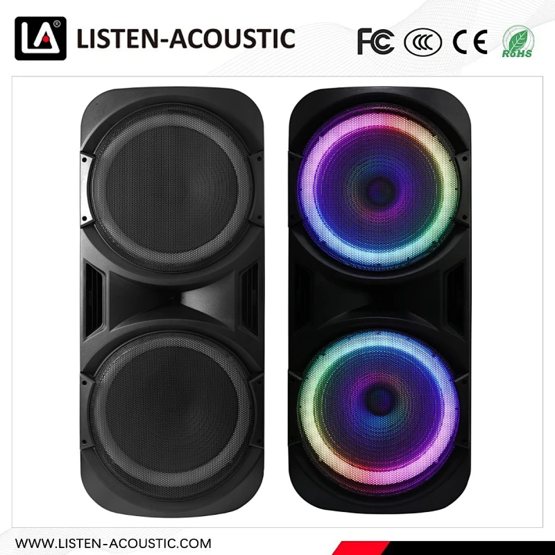 True wireless connection double 15 inch speaker with  LED light