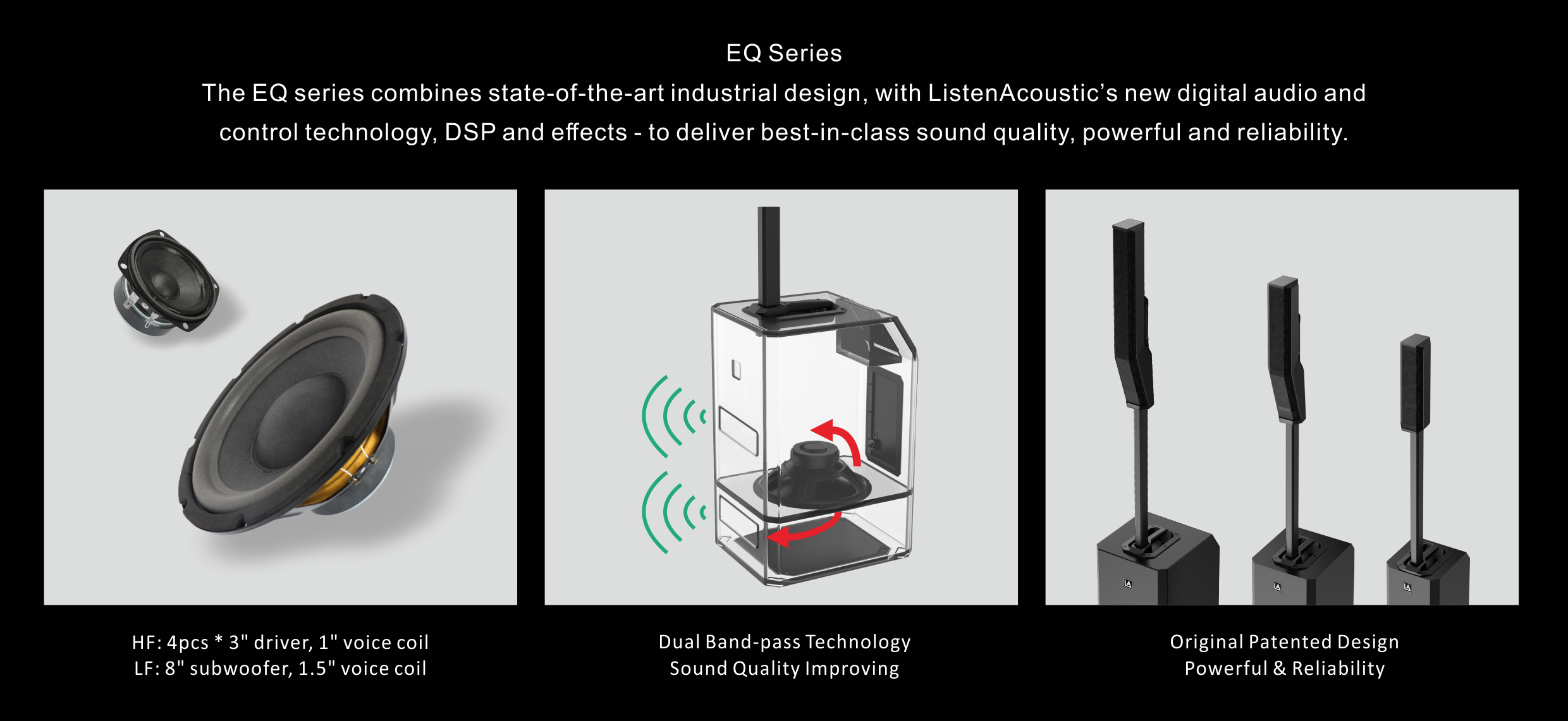 Column Speaker EQ-600 Series, column speaker system, pa indoor column speaker, pa outdoor column speaker, Combination Systems EQ Series